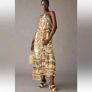 Anthropologie Vineet Bahl Printed Halter Dress Size XLP